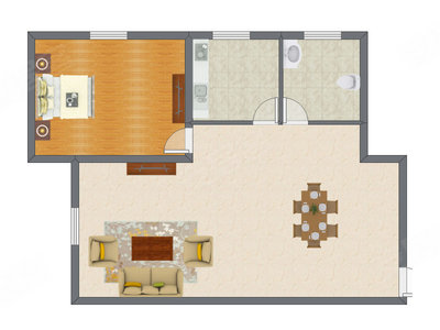 1室1厅 91.17平米户型图