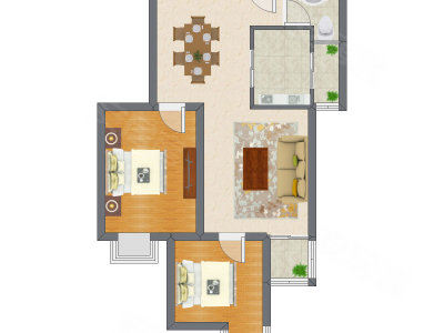 2室2厅 80.65平米户型图
