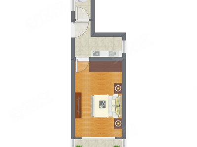 1室0厅 35.64平米户型图