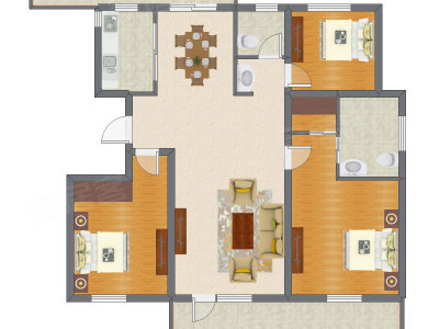 3室2厅 86.04平米户型图