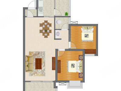2室2厅 86.31平米户型图