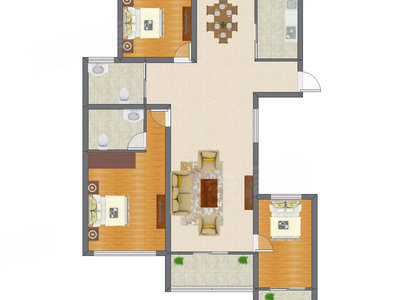 3室1厅 111.03平米