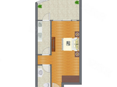 1室0厅 55.81平米户型图