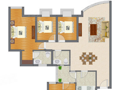 3室2厅 125.88平米户型图