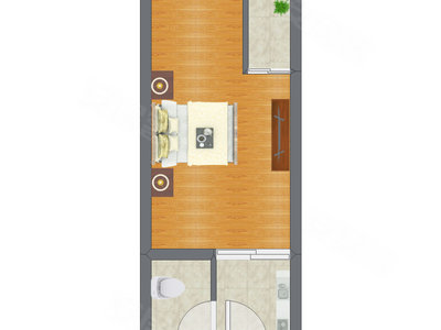 1室0厅 37.60平米户型图