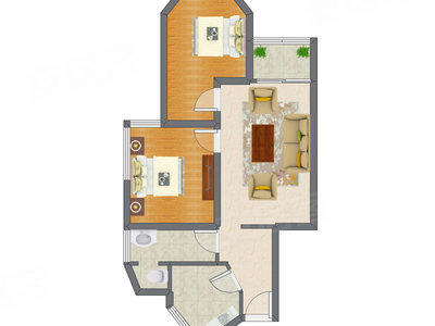 2室1厅 73.20平米户型图