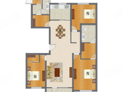 3室2厅 172.60平米户型图