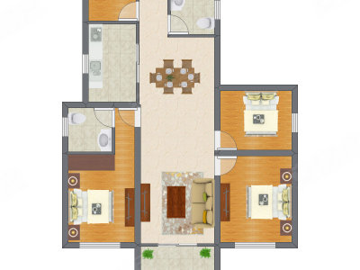 3室2厅 119.50平米户型图
