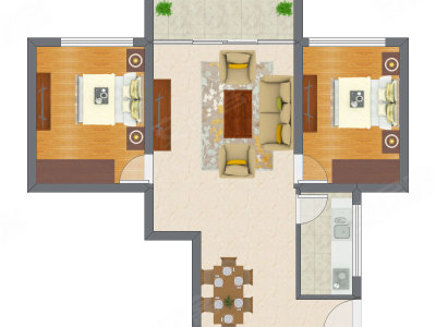 2室1厅 135.00平米户型图