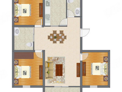 3室2厅 118.16平米户型图