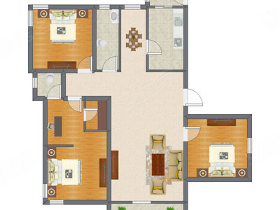 3室2厅 91.60平米