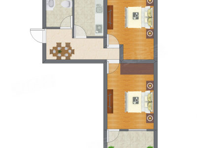 2室1厅 55.00平米户型图