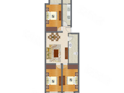 3室2厅 76.07平米