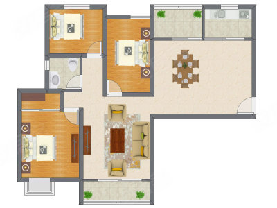 3室2厅 125.11平米