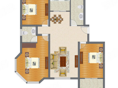3室2厅 130.79平米