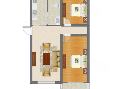 2室1厅 90.25平米户型图