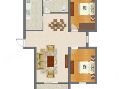 2室2厅 78.58平米户型图