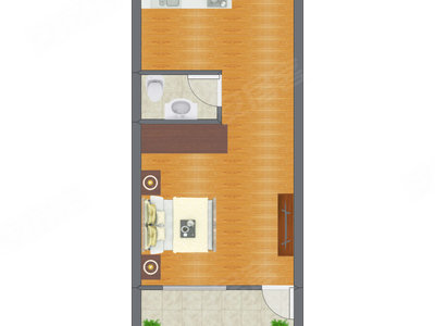 1室0厅 32.92平米户型图