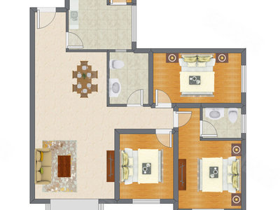 3室2厅 141.28平米户型图