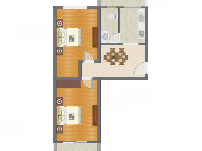 2室1厅 81.67平米户型图