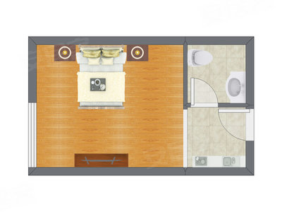 1室0厅 39.62平米户型图