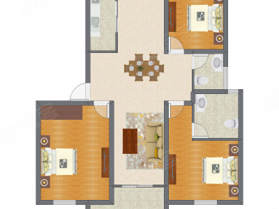 3室1厅 90.55平米