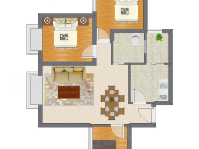 3室2厅 72.19平米