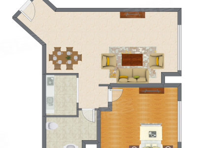 1室2厅 99.60平米户型图