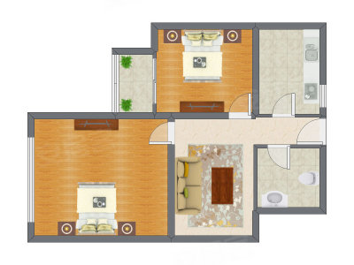2室1厅 101.42平米户型图