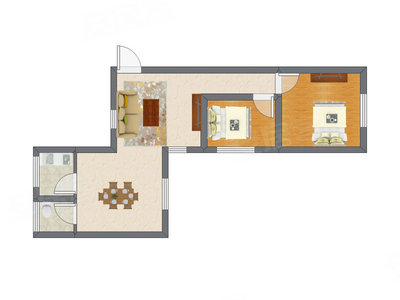 2室1厅 51.00平米户型图