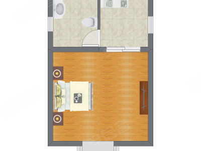 1室1厅 28.91平米户型图