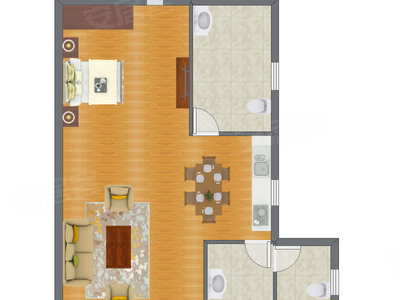1室0厅 63.32平米户型图