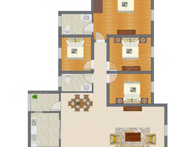 4室2厅 140.00平米户型图