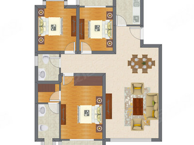 3室2厅 141.35平米户型图