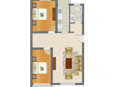 2室1厅 97.40平米