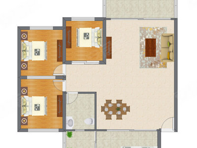 3室2厅 95.76平米