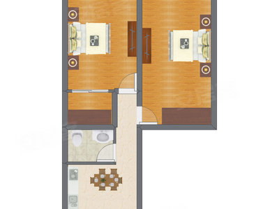 2室1厅 72.05平米户型图