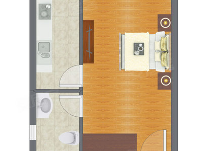 1室0厅 26.44平米户型图