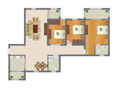 3室2厅 99.84平米