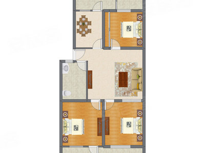 3室2厅 125.18平米户型图