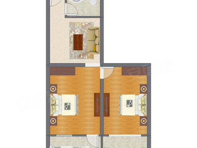 2室1厅 78.25平米户型图