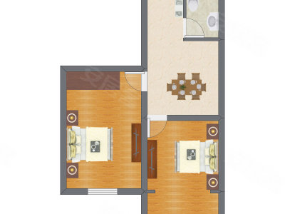 2室1厅 39.87平米