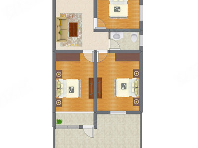 3室1厅 73.60平米