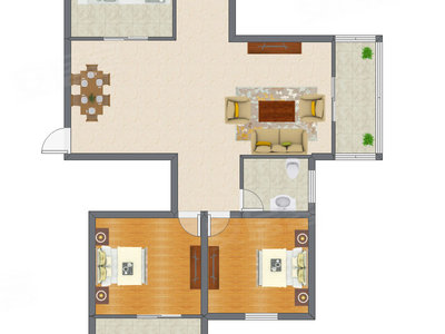 2室2厅 96.46平米