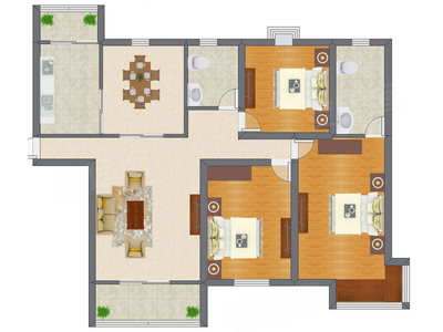 3室2厅 87.72平米