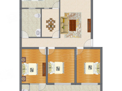 3室2厅 122.34平米户型图