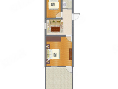 2室1厅 44.25平米户型图