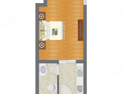1室0厅 51.75平米户型图