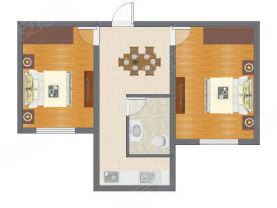 2室1厅 50.15平米
