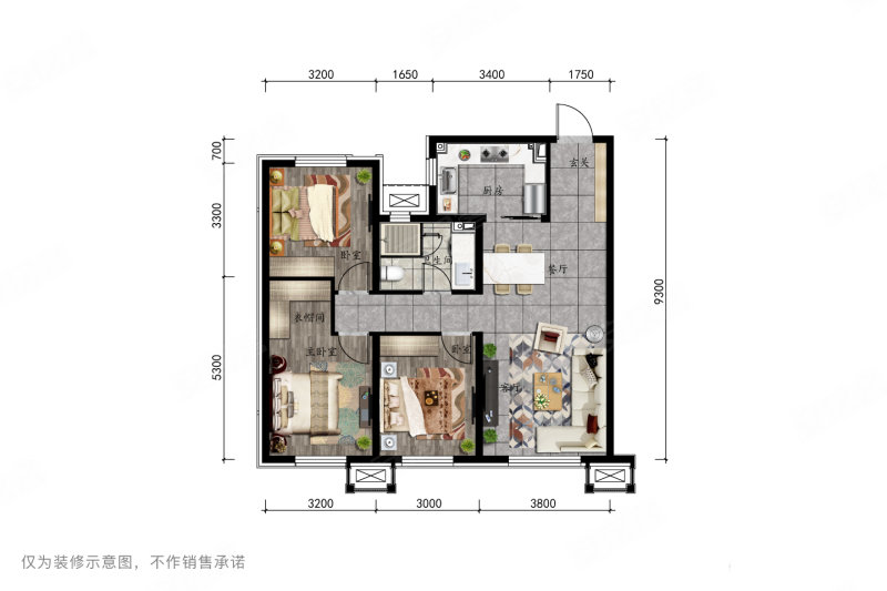 中海汇德理(新房)3室2厅1卫105㎡南北121万